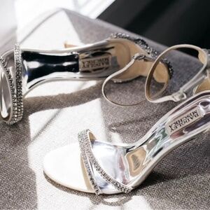 Badgley Mischka Bella Crystal Embellished Ankle Strap Stiletto Sandals U…